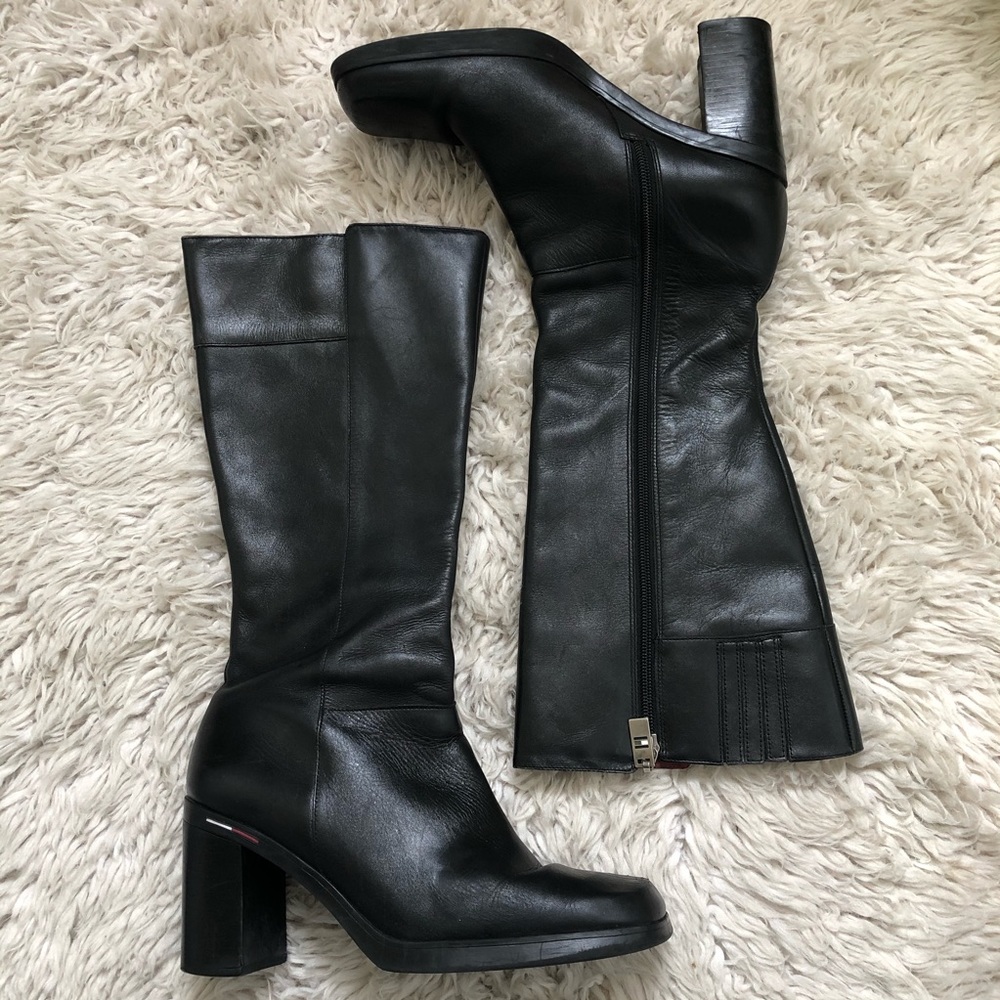 Tommy Hilfiger 90’s Square Toe Leather Boot Sz 9